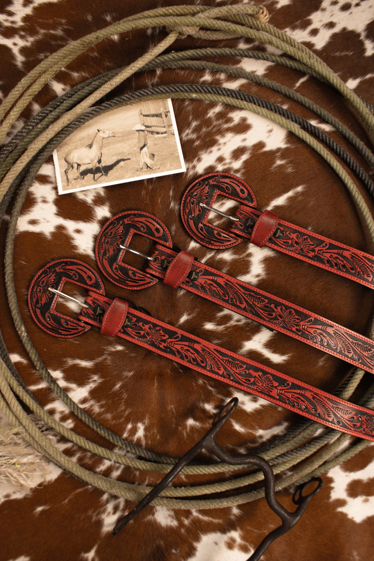 Red & Blacked Tooled Belt