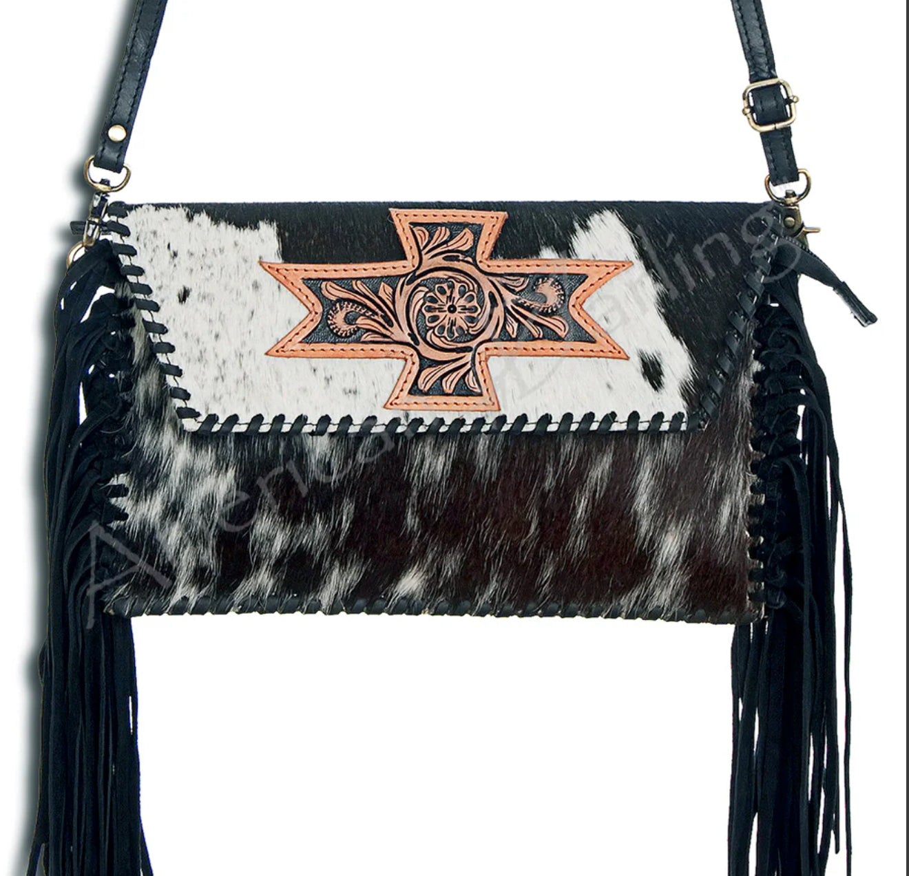 Cowhide Fringe Envelope Style Purse