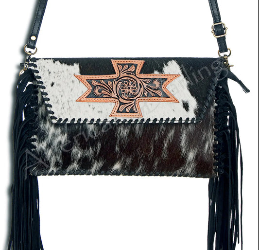 Cowhide Fringe Envelope Style Purse