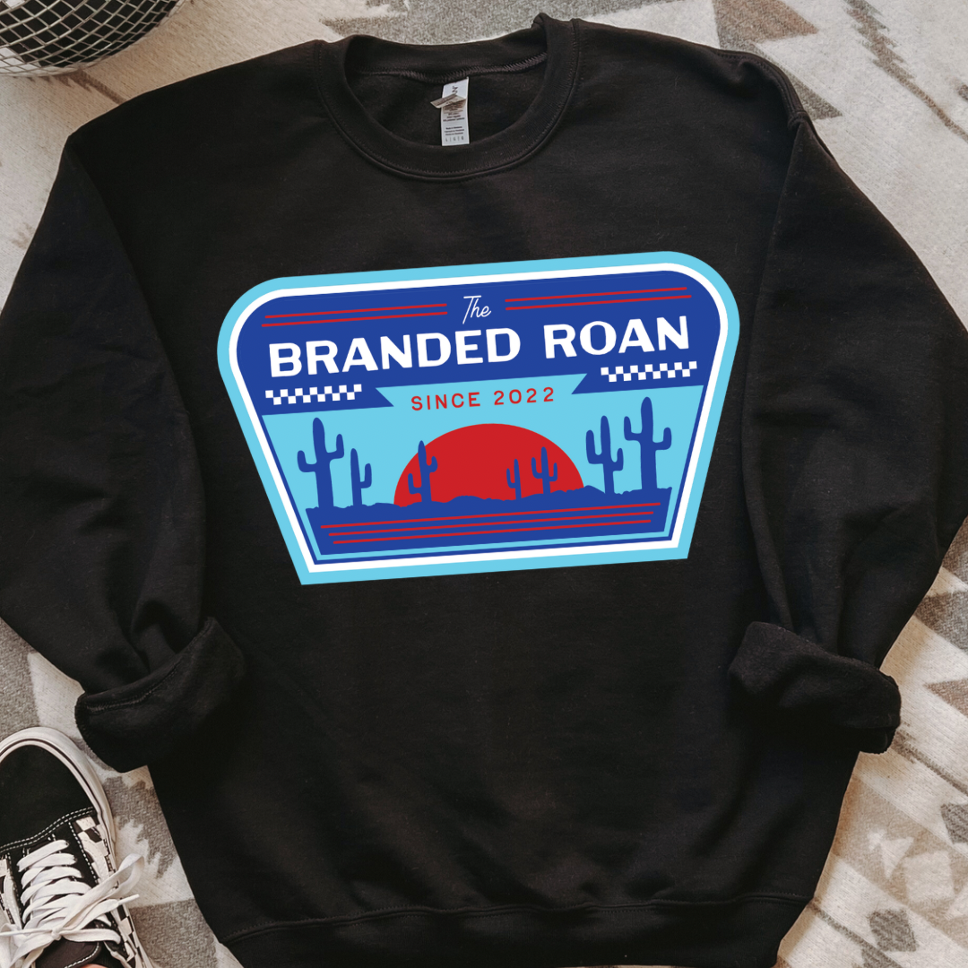 The Branded Roan - Blue & Red Retro Graphic Crewneck