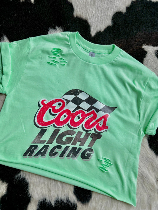 The Branded Roan - Coors Racing Cropped Distressed Tee