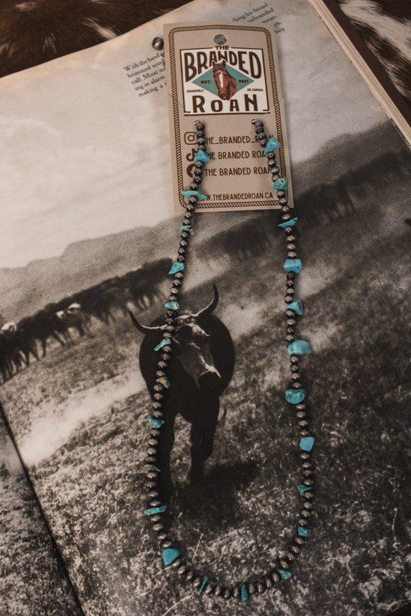 Turquoise Chip & Pearl Necklace