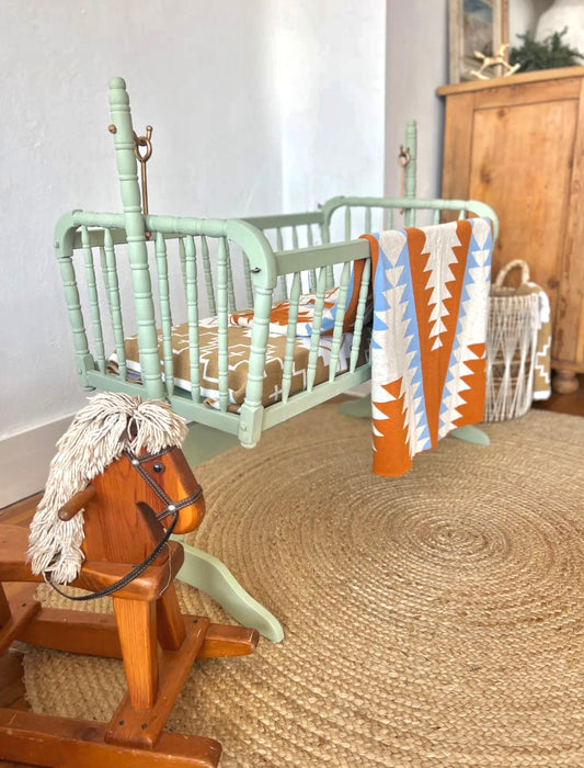 Western Grande - Blue, Cream & Terracotta Baby Blanket