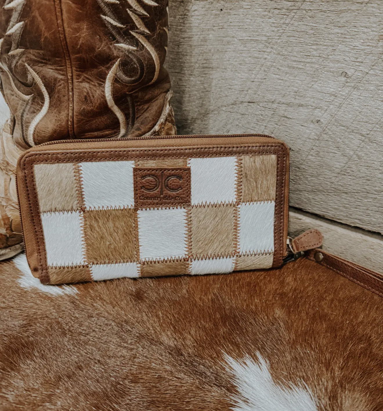 Checkered Cowhide Wallet