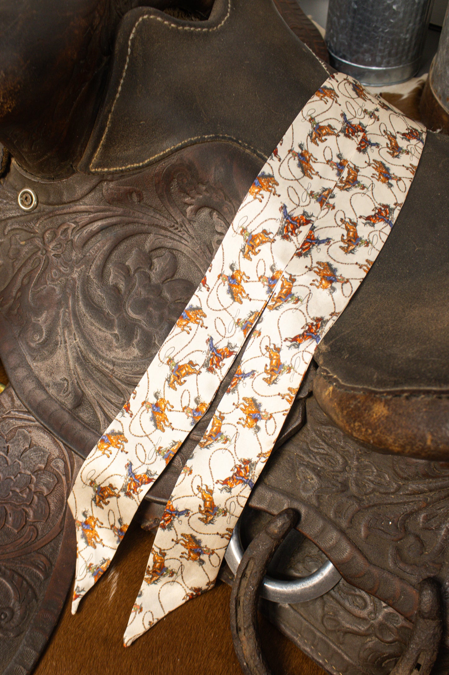 Silk Twilly W/ Bucking Cowgirls