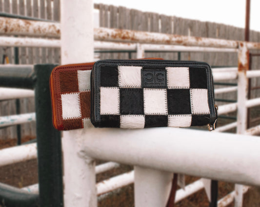Checkered Cowhide Wallet