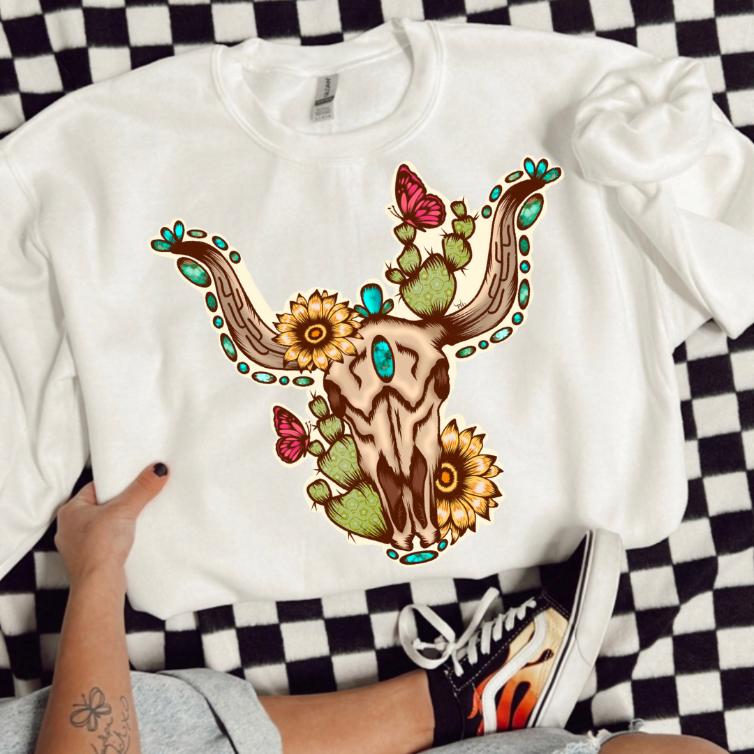 The Branded Roan - Cactus & Sunflower Longhorn Crewneck