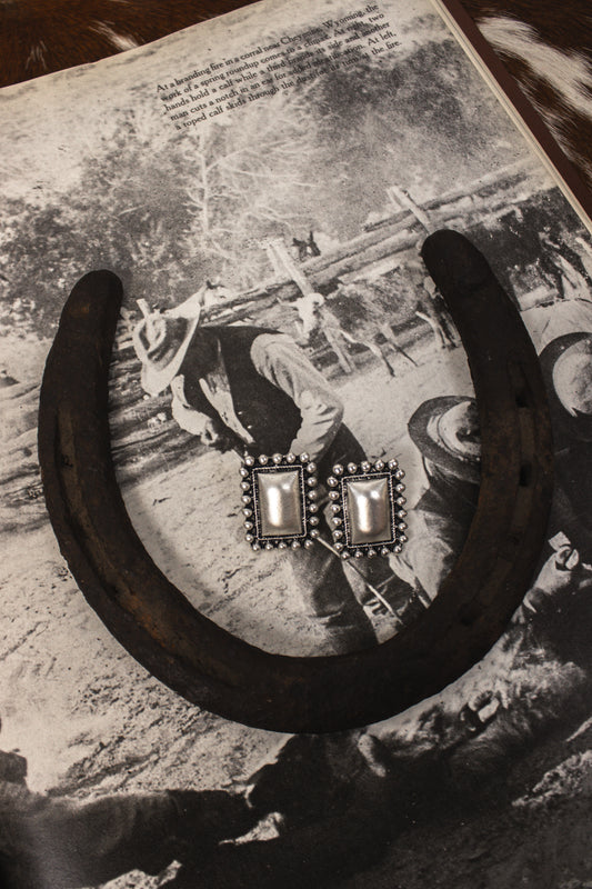 Faux Square Concho Earrings