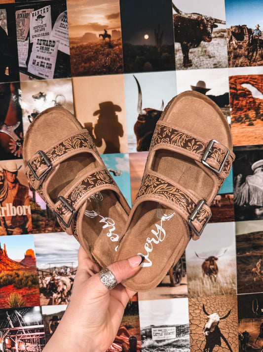 Tan & Brown Double Band Sandals