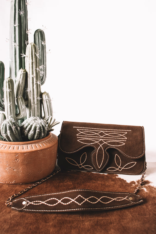 Brown Boot Stitch Shoulder Bag