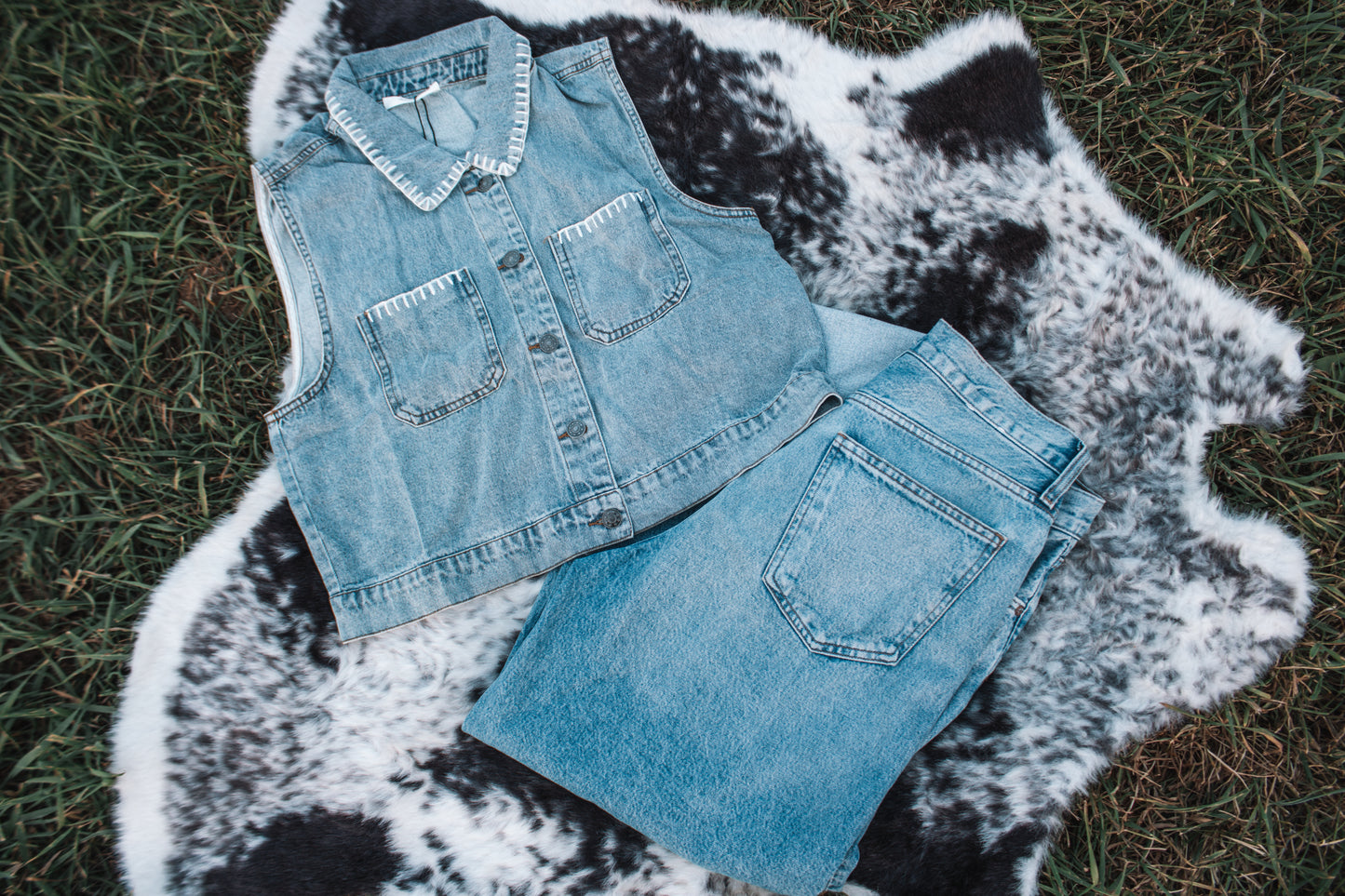 Denim Whip Stitch Border Top