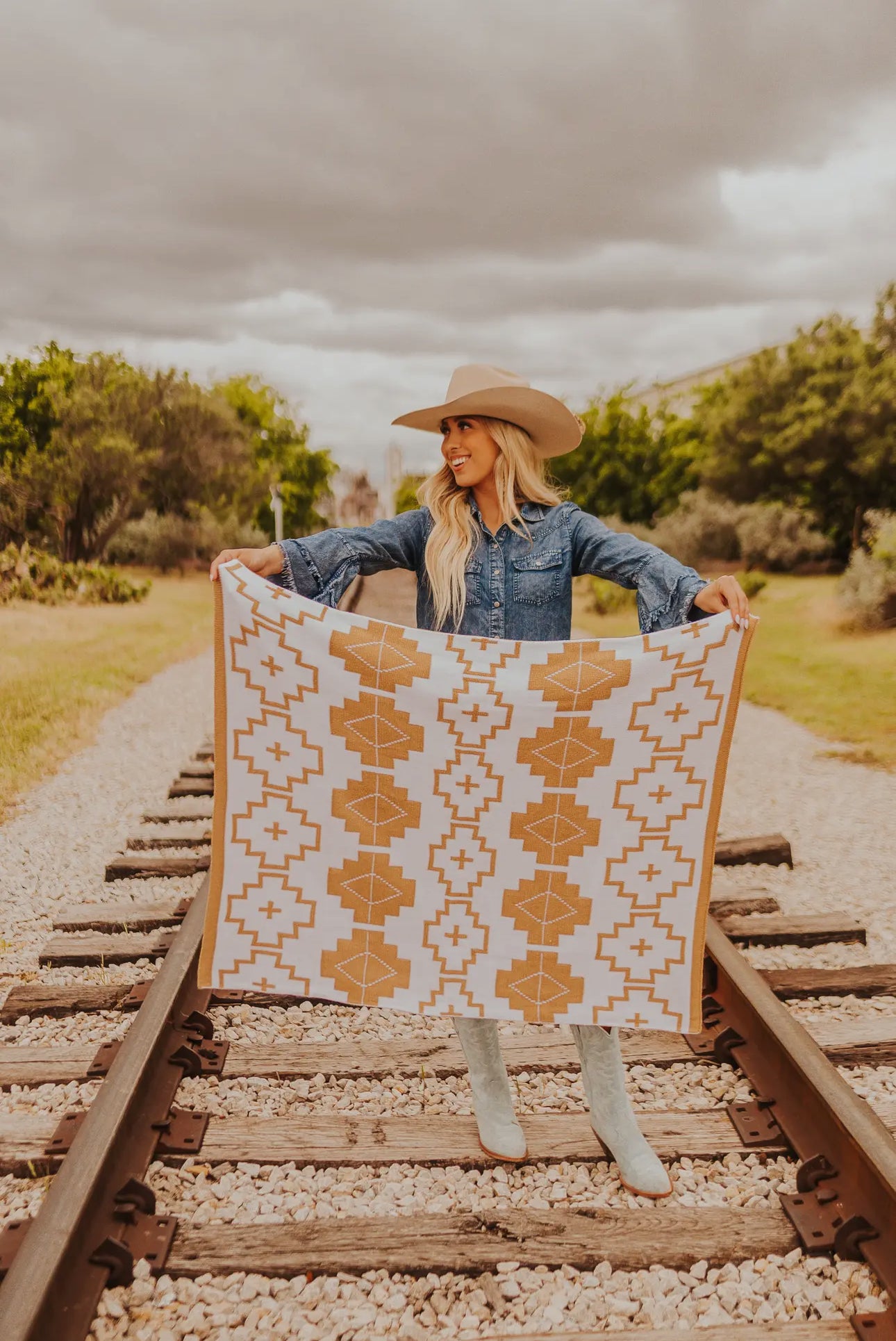 Western Grande - Tan Southwest Baby Blanket