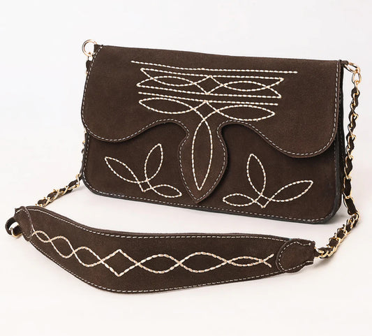 Brown Boot Stitch Shoulder Bag