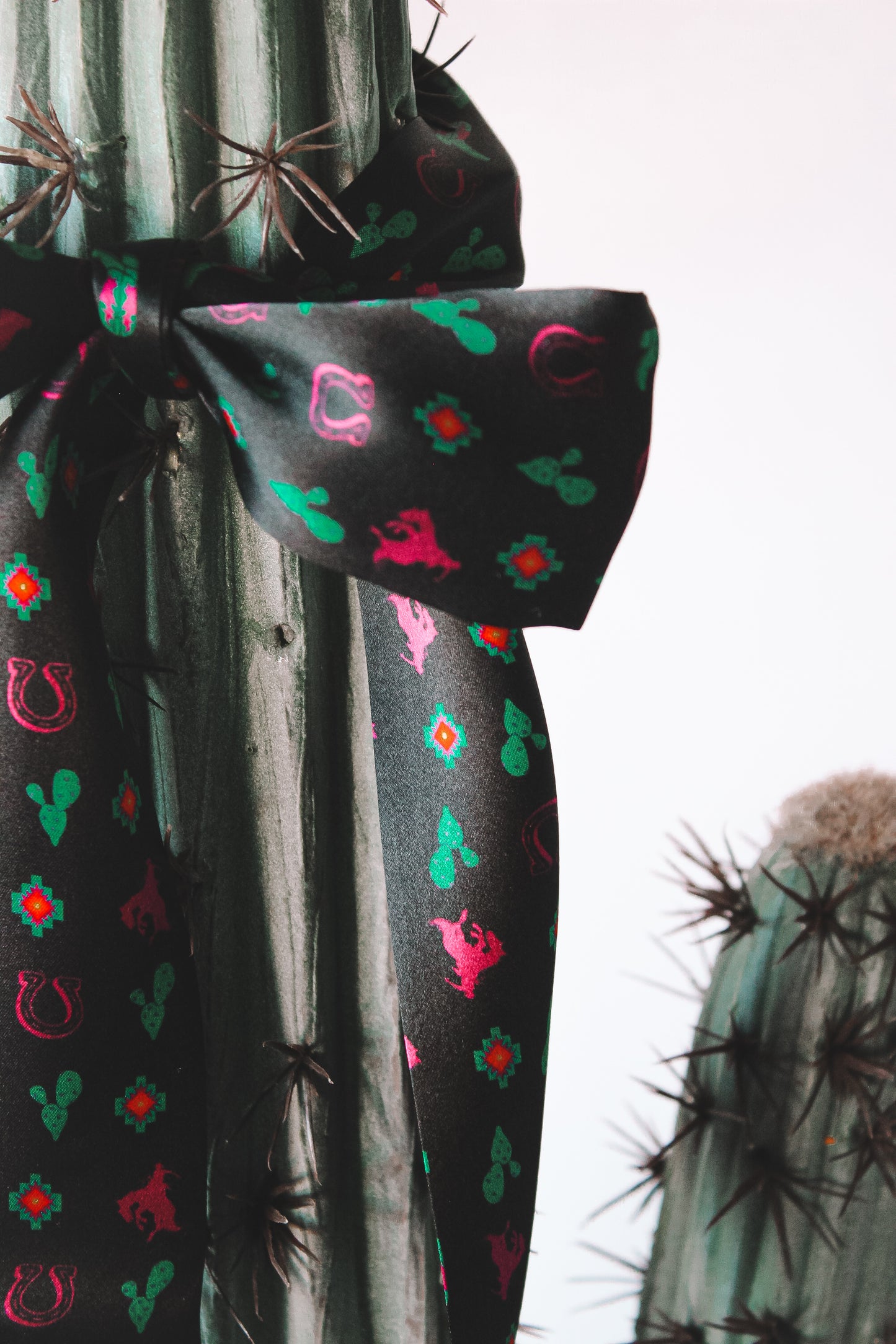 Black Silk Twilly with Prickly Pears & Bucking Horse