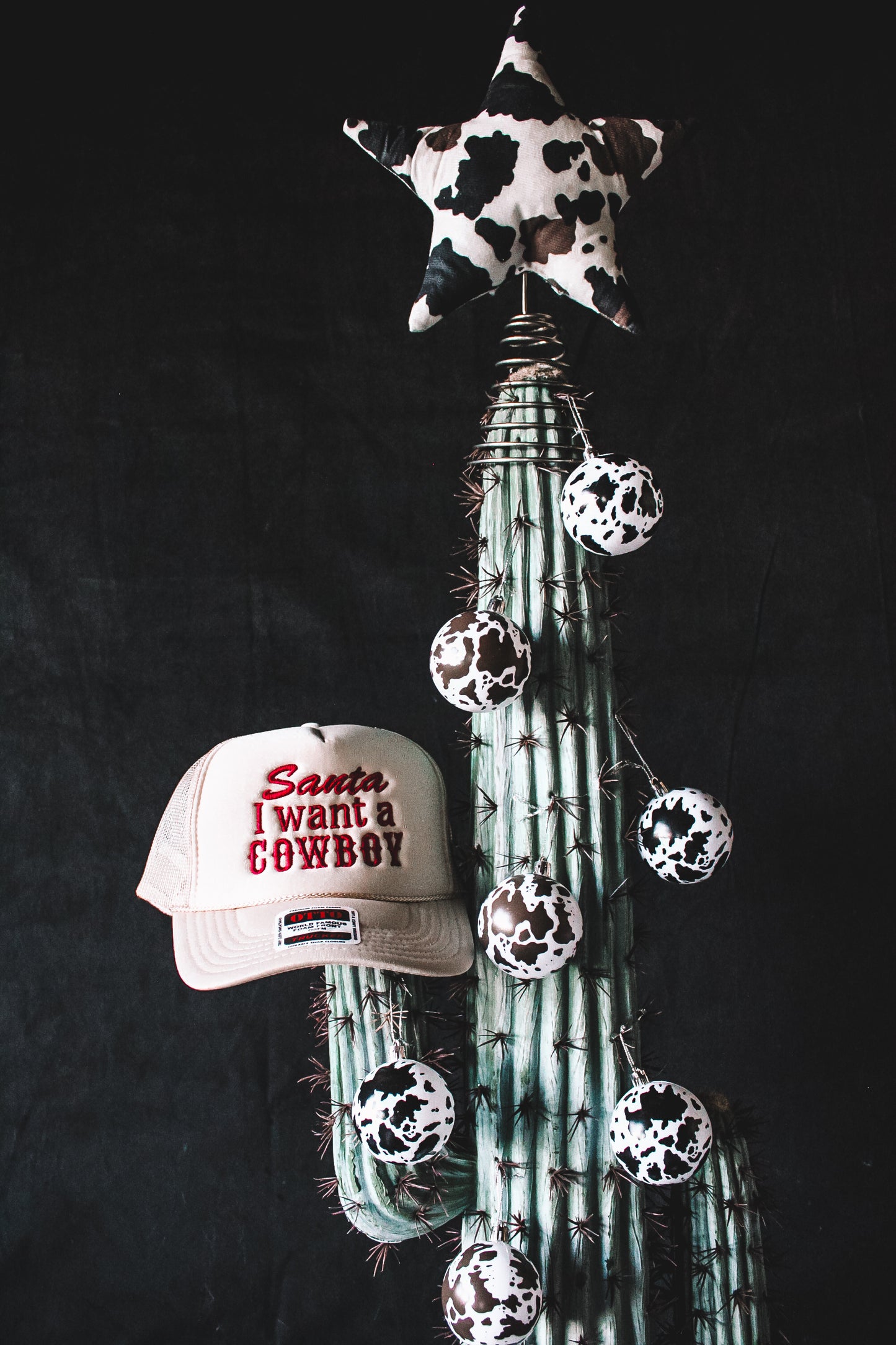 Santa I Want A Cowboy Tan Trucker Cap