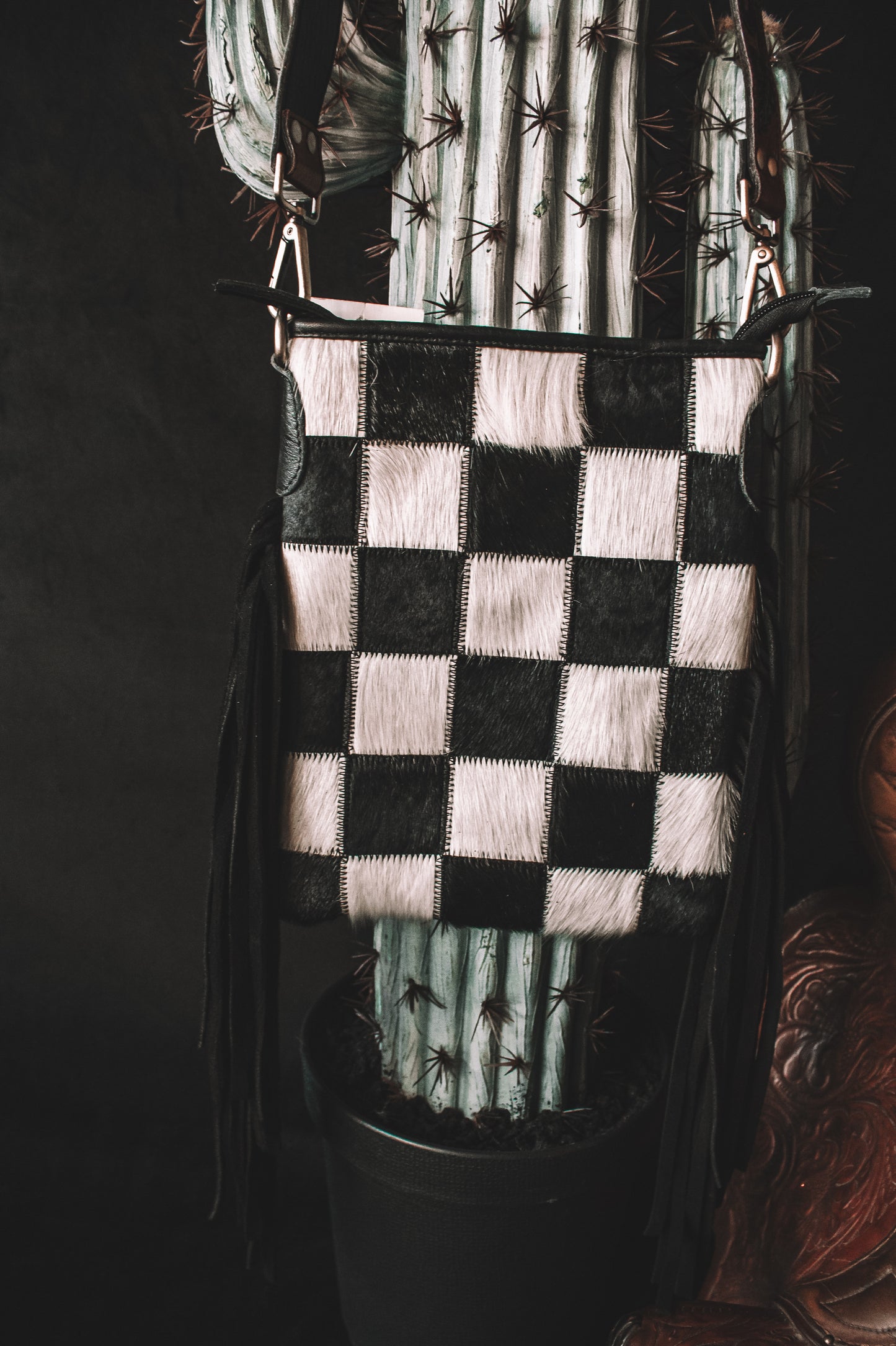 Stockyard Black & White Checkered Purse