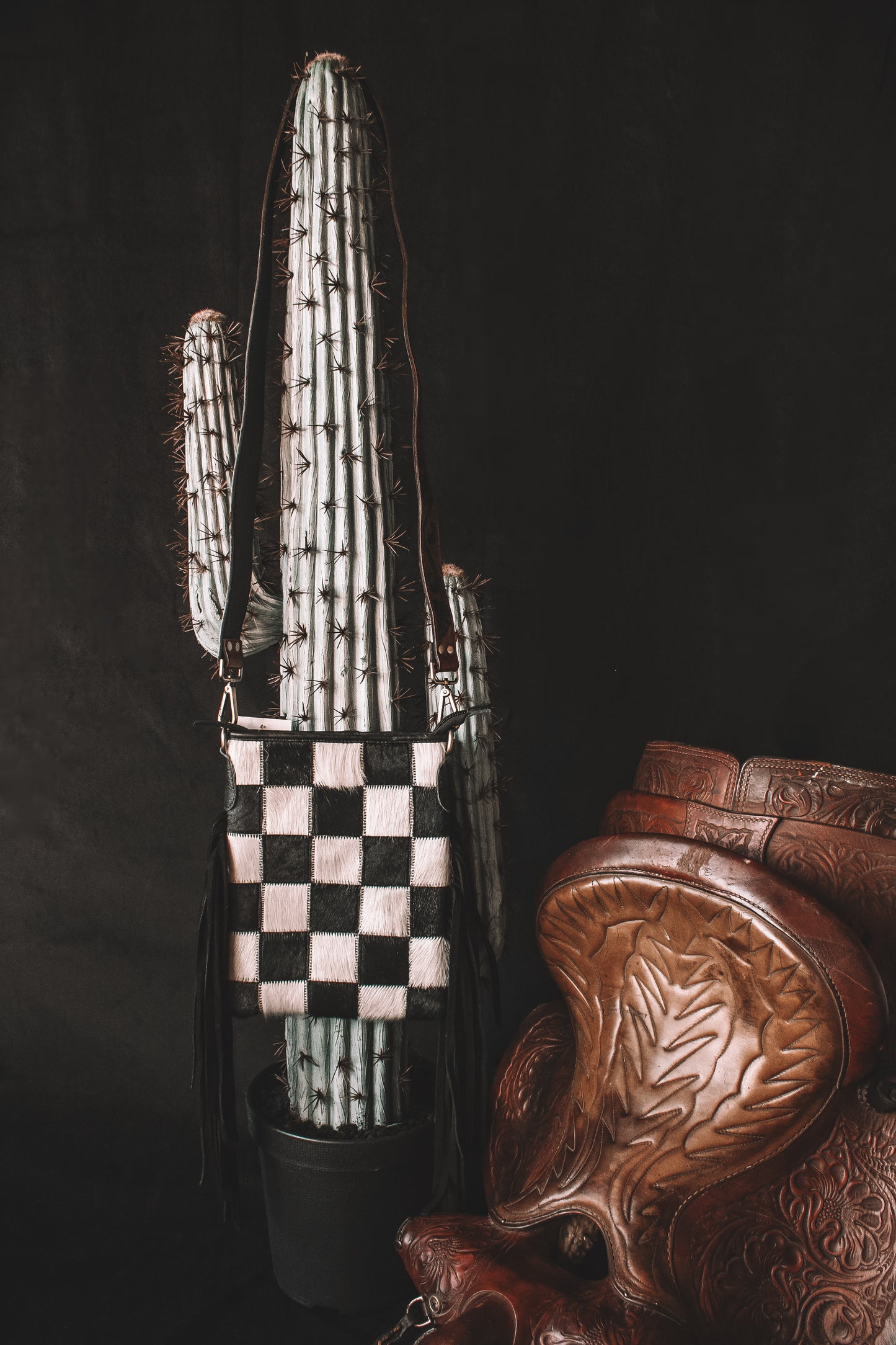 Stockyard Black & White Checkered Purse