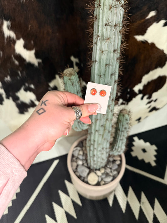 Orange Spiny Round Studs