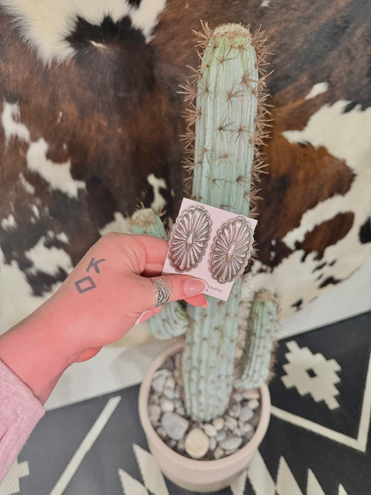 Oval Concho Earrings