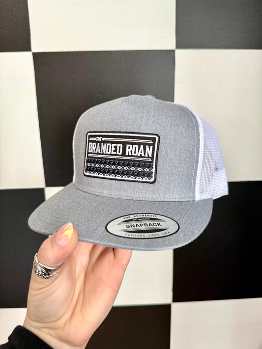 Heather Grey Black Aztec Patch Cap
