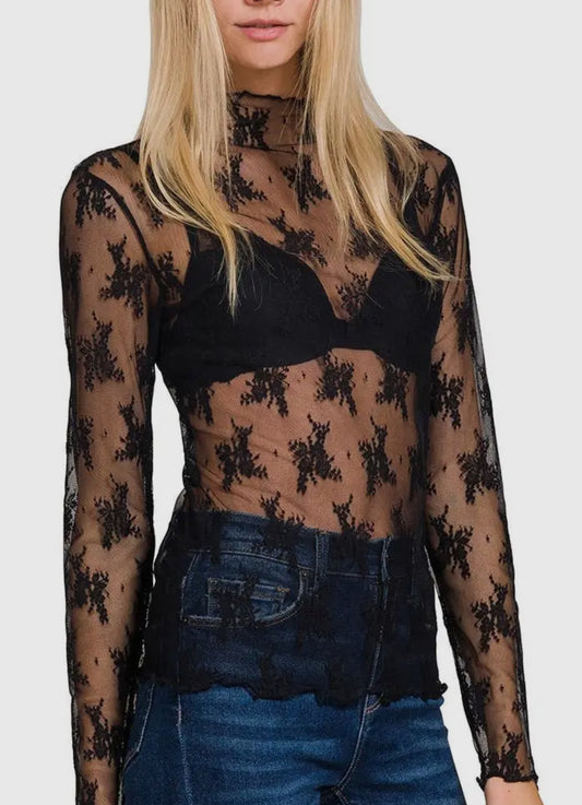 Black Mesh Layering Top