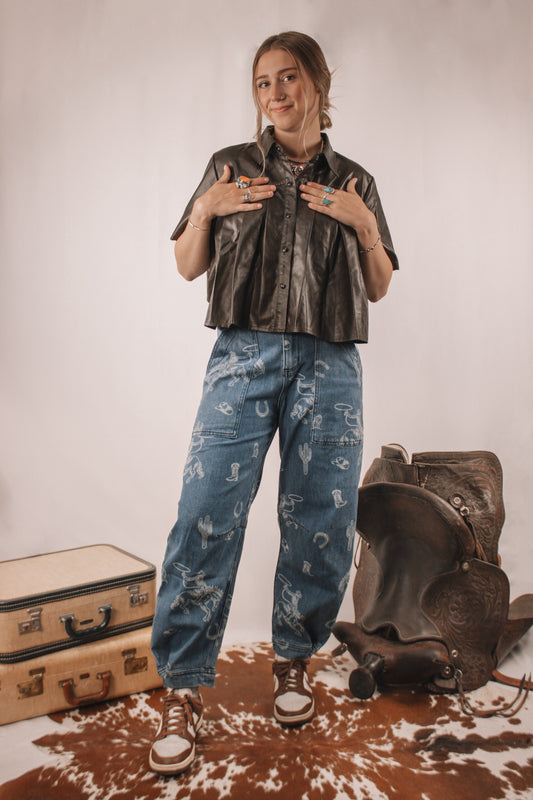 Western Things Barrel Jeans