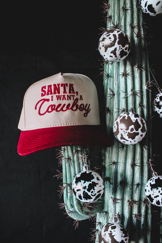 Santa I Want A Cowboy 2 Tone Canvas Cap