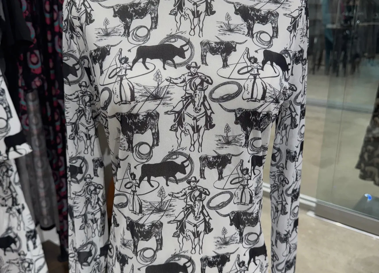 Lasso Your Longhorn Mesh Top