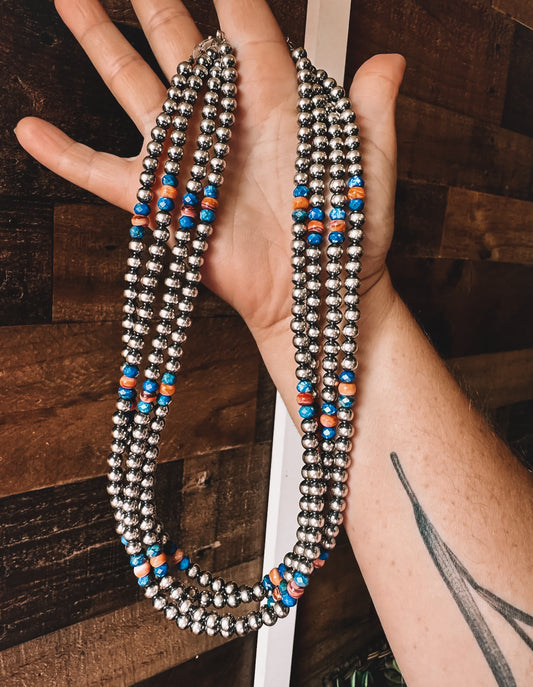 The Bijoux Fab - Authentic 6mm Sterling Pearls W/ Lapis & Spiny