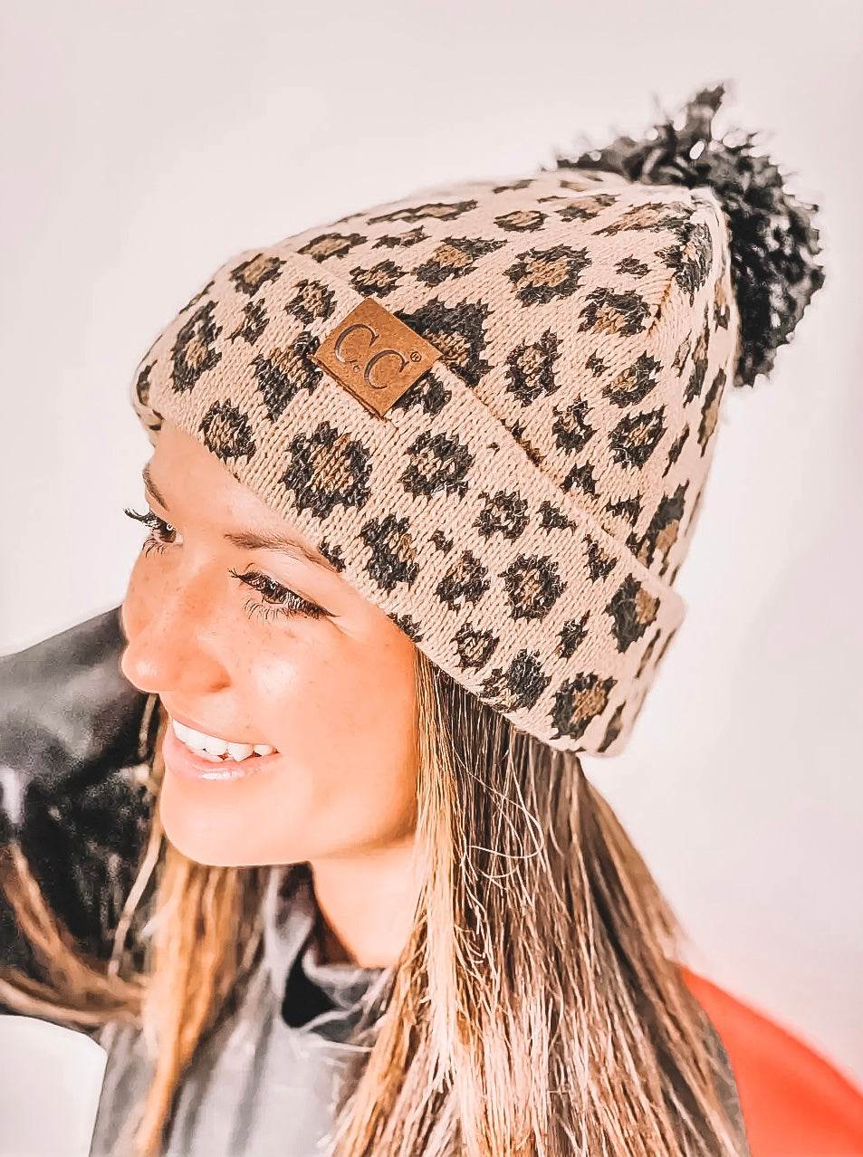 C.C Beanie - Leopard Pom Beanie