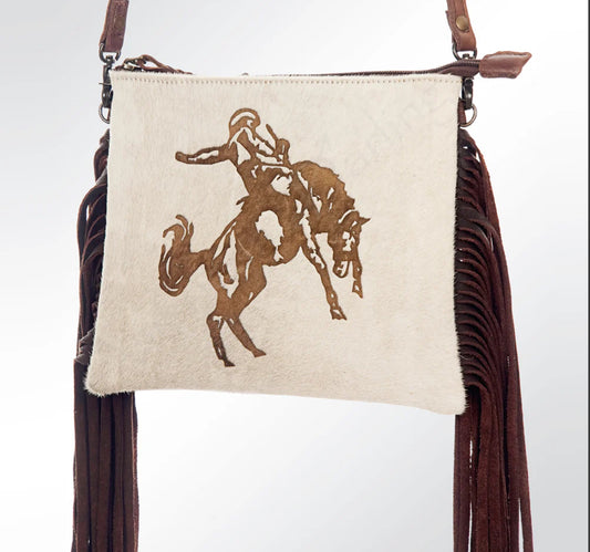 Western Rodeo Bronc Cowhide Bag