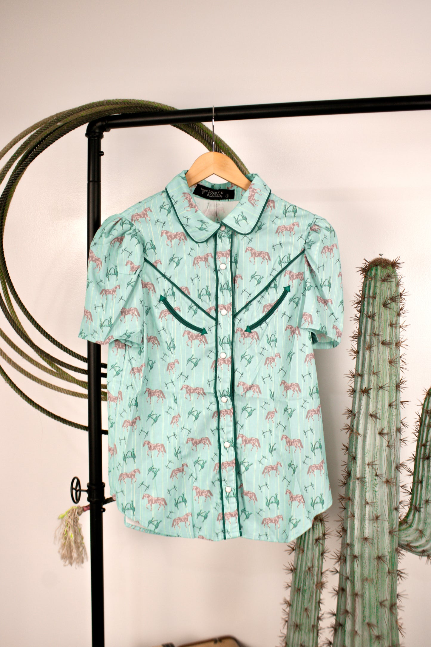 Mint Horse Short Sleeve Top