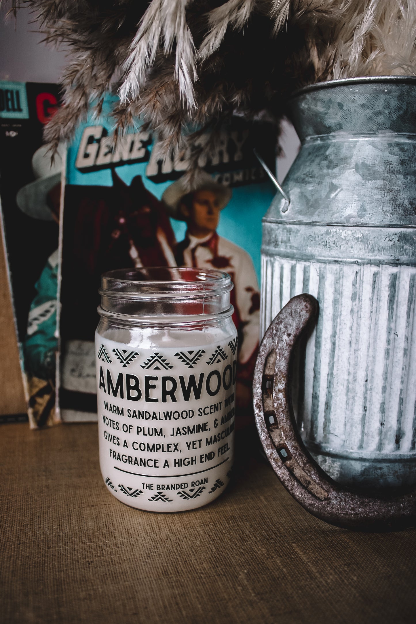12oz Mason Jar Soy Candle - Amberwood