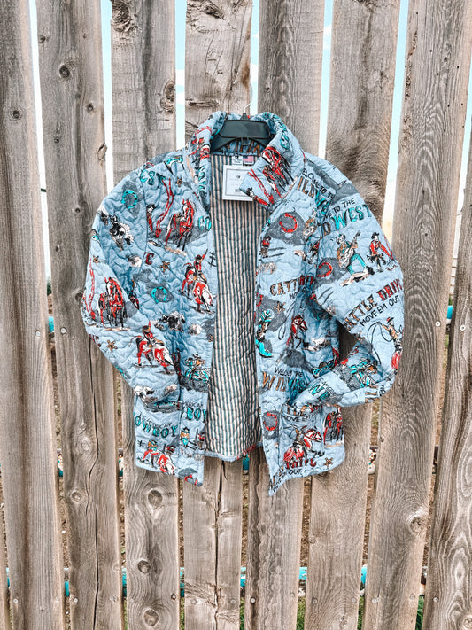 Ida Mae Cattle Drive Chambray Quilted Jacket