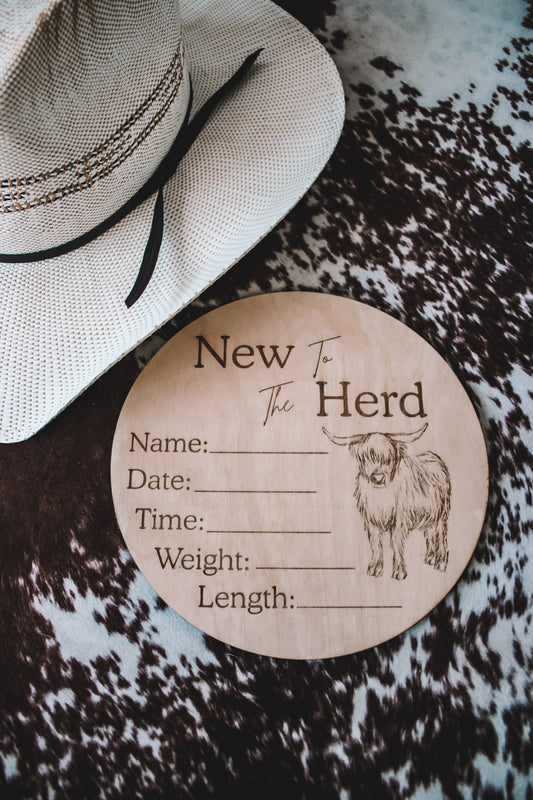 New to the Herd Highland Baby Birth Stat Sign