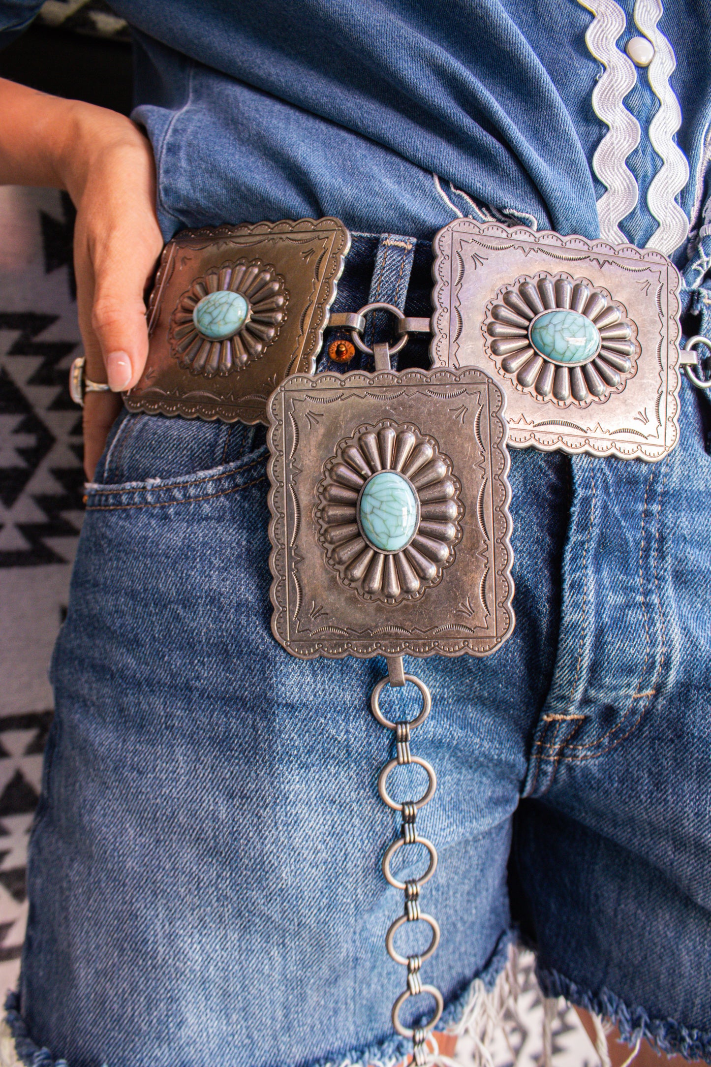Silver & Turquoise Concho Belt