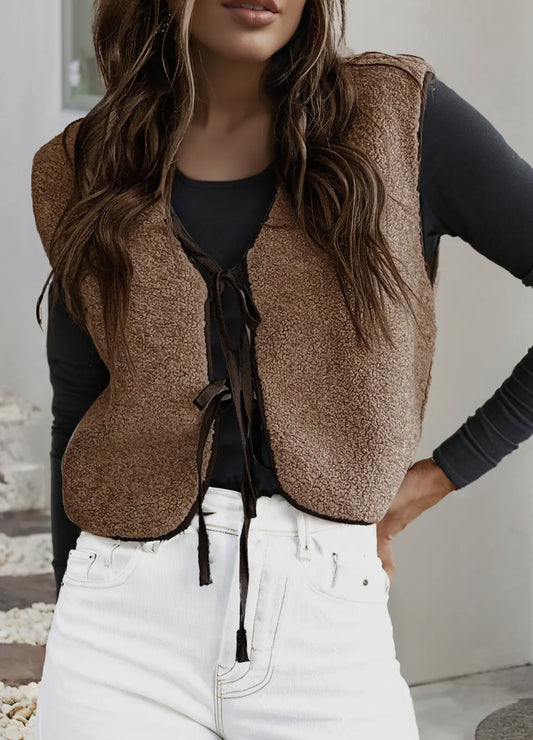 Sherpa Contrast Tie Vest