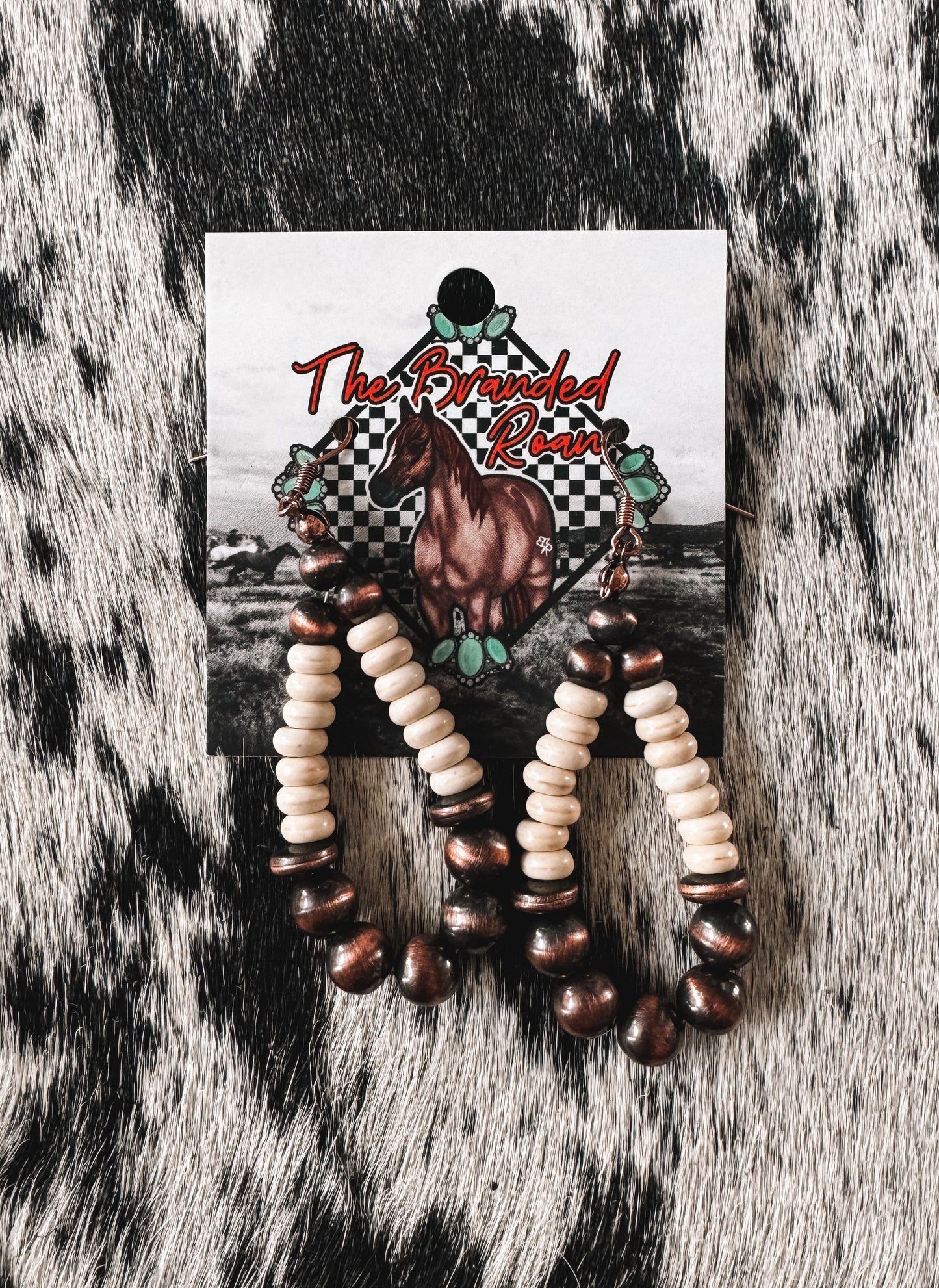 The Branded Roan - Faux Copper Navajo Pearl Earrings