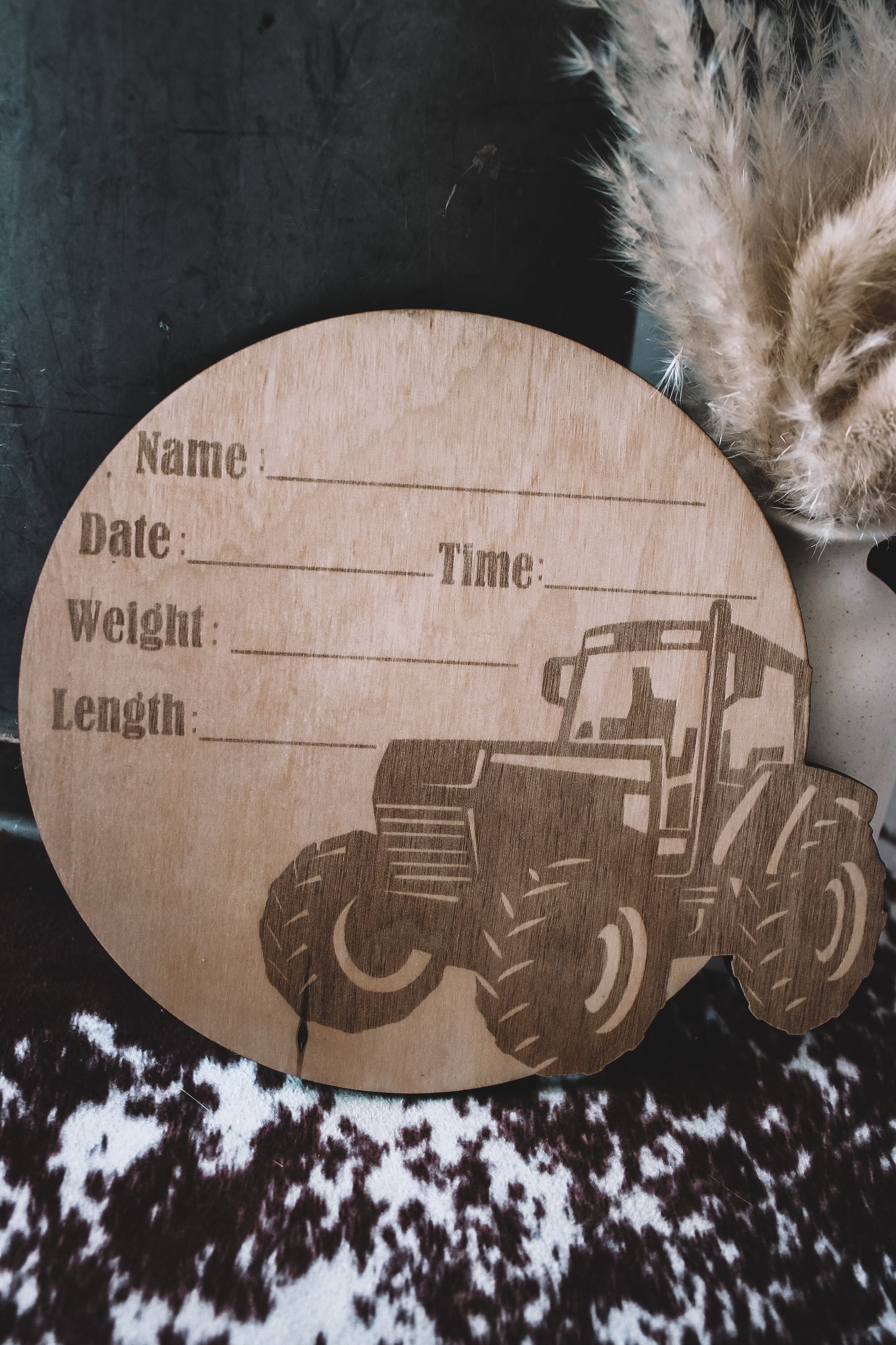 Tractor Baby Birth Stat Sign