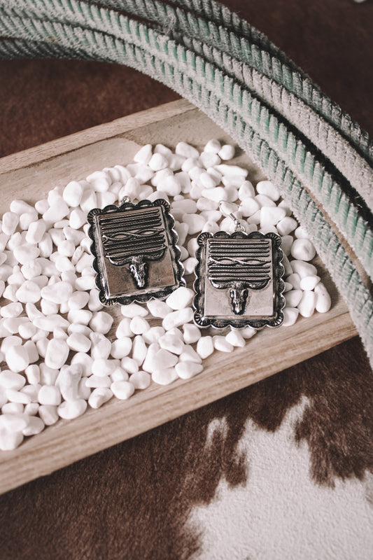 Faux Longhorn Boot Stitch Earrings