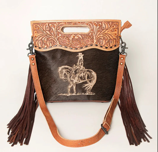 Leather & Cowhide Western Horse Fringe Bag