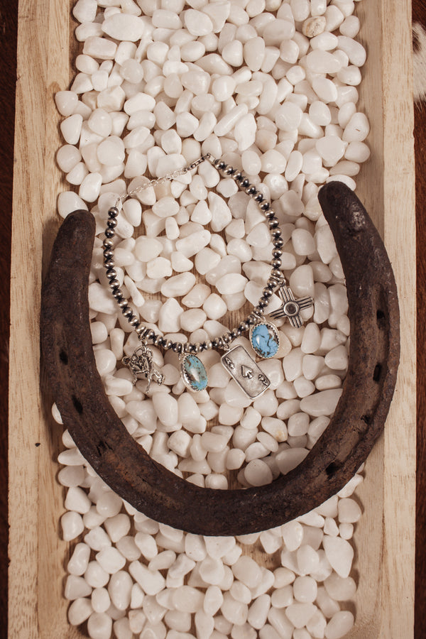 Sterling Pearls Charm Bracelet