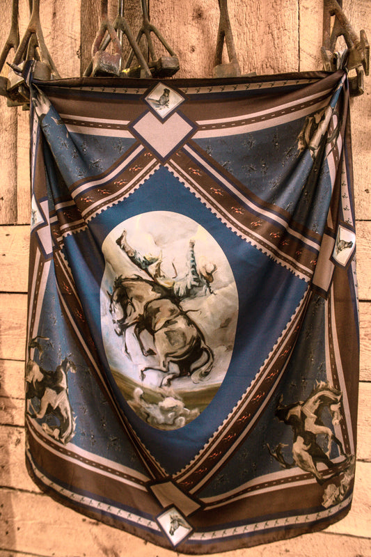 Navy Bronc Silk Scarf