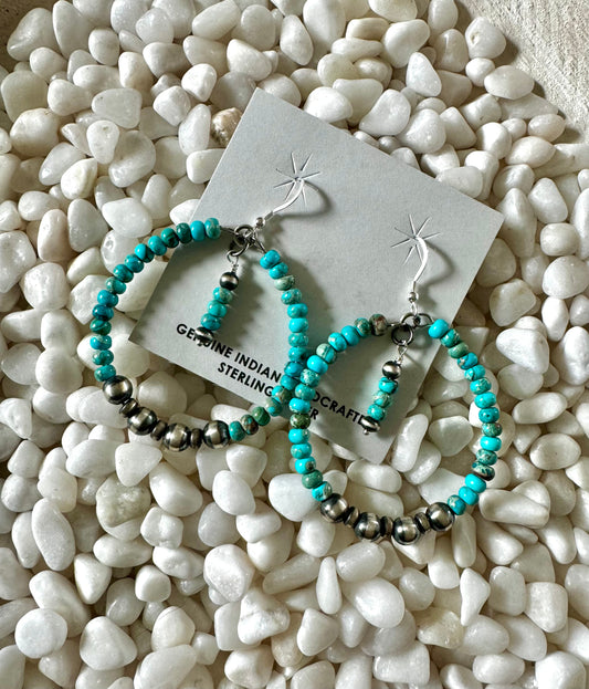 The Branded Roan - Navajo Pearl & Turquoise Round Earrings