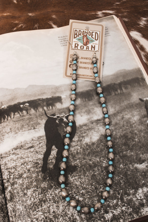 Oval Pearls & Turquoise Necklace