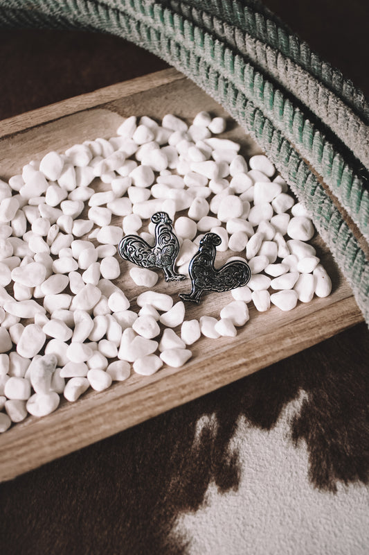 Faux Tooled Chicken Earrings