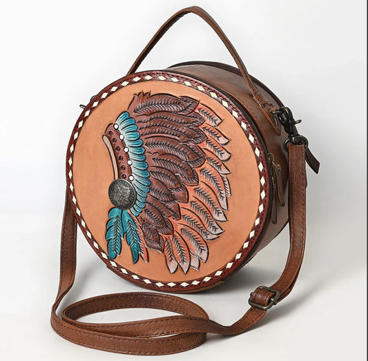 Round Tooled Painted Bag