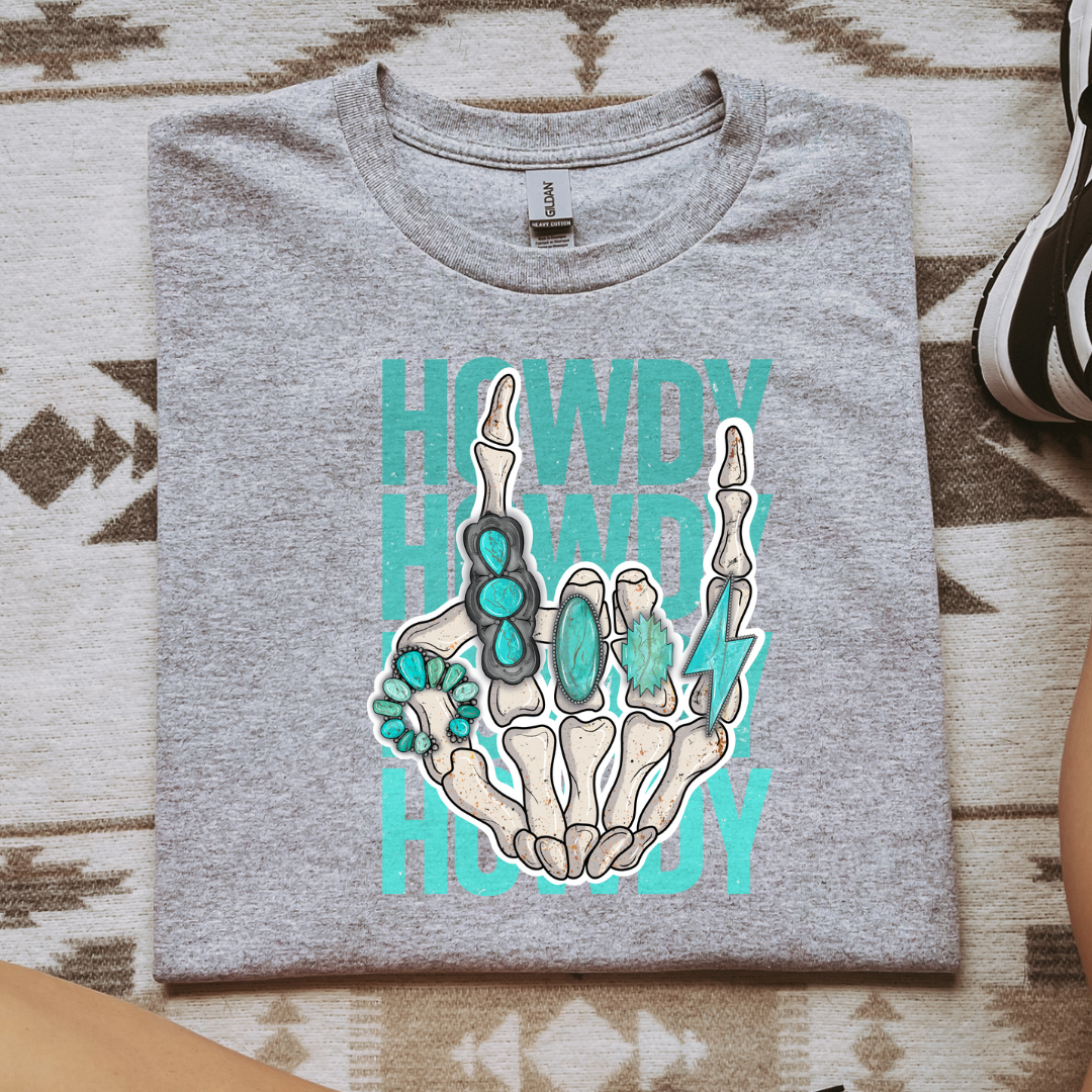 The Branded Roan - Turquoise Howdy Tee