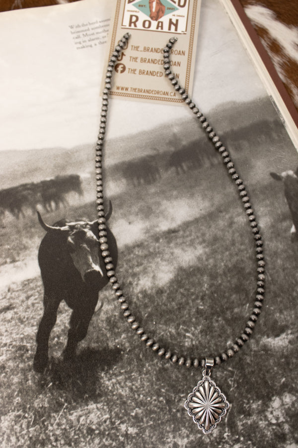 Concho Diamond Necklace W/ Faux Pearls