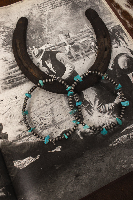 Pearl & Turquoise Hoop Earrings